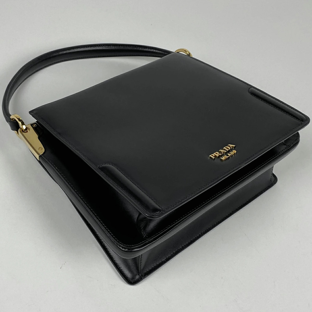 Prada Logo Handbag Double Face Leather Nero Black - Picture 2 of 6